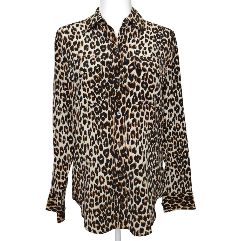 Equipment Femme Slim Signature 100% Silk Blouse Small Cheetah Print
